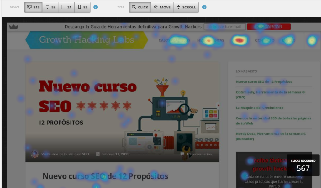 Mapa de calor Hotjar